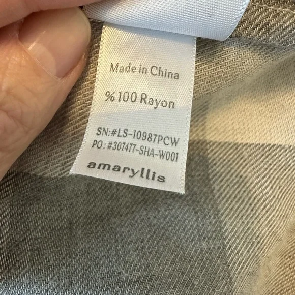 Amaryllis Gray Plaid Flannel Shirt with Crochet Detail - Picture 5 of 9